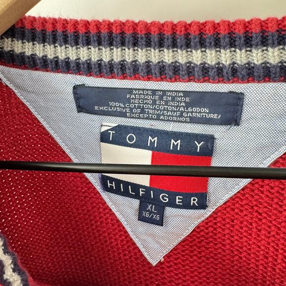Vintage Tommy Hilfiger Classic Men's Crewneck Knit Pullover Red Sweater Size XL - Picture 3 of 8